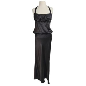 Jayson Brunsdon Silk Black Blouson Long Evening Dress
